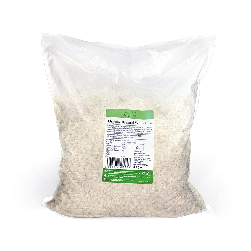 Organic Basmati White Rice 5kg, Just Natural Organic