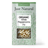 Organic White Peppercorns (Box) 25g, Just Natural Herbs