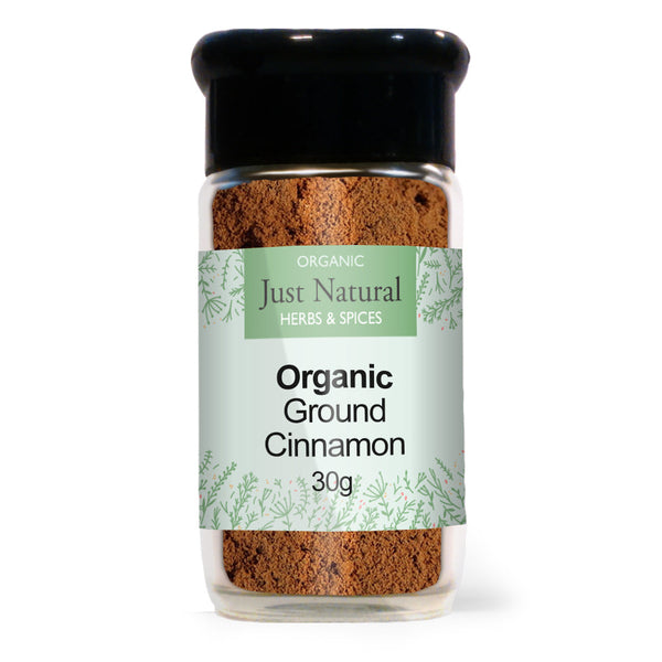 Organic Ground Ceylon Cinnamon (Glass Jar) 30g, Just Natural Herbs