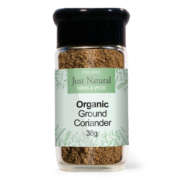 Organic Ground Coriander (Glass Jar) 40g, Just Natural Herbs