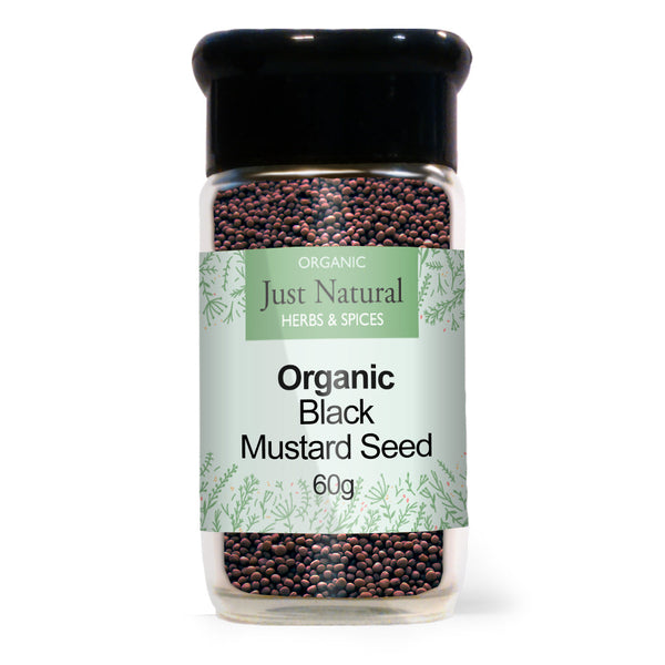 Organic Brown Mustard Seed (Glass Jar) 80g, Just Natural Herbs