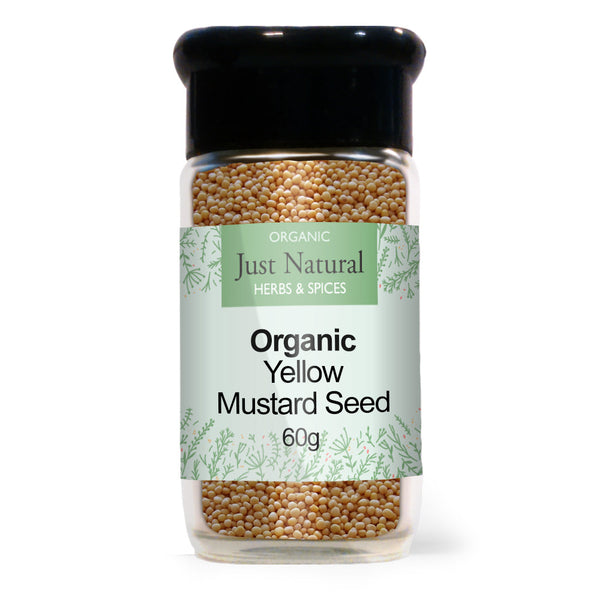 Organic Yellow Mustard Seed (Glass Jar) 80g, Just Natural Herbs