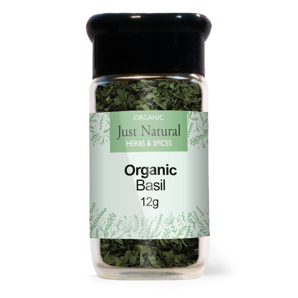 Organic Basil (Glass Jar) 15g, Just Natural Herbs