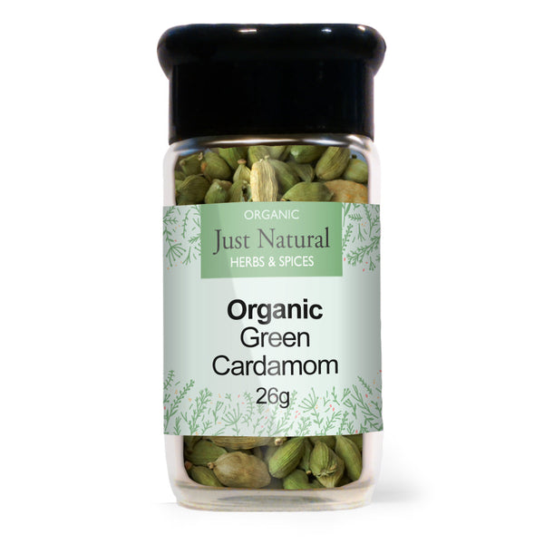 Organic Green Cardamom Pods (Glass Jar) 40g, Just Natural Herbs