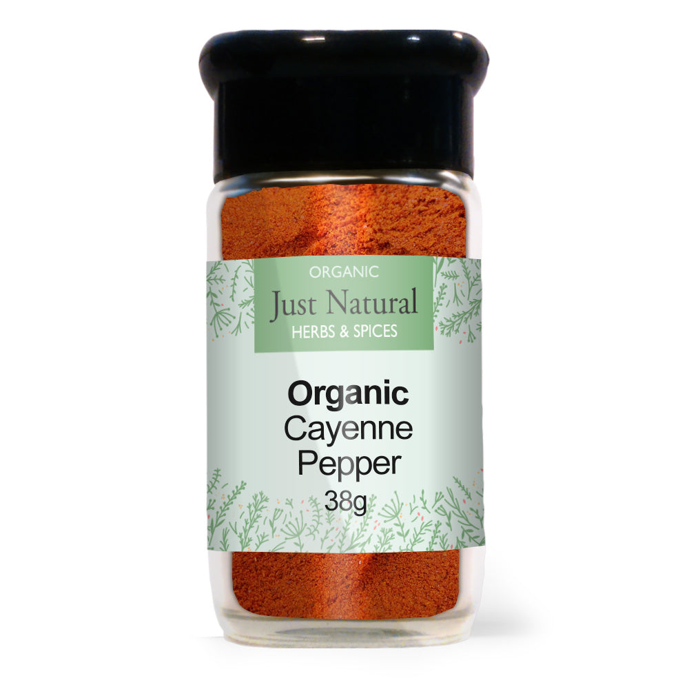 Organic Cayenne Pepper (Glass Jar) 45g, Just Natural Herbs