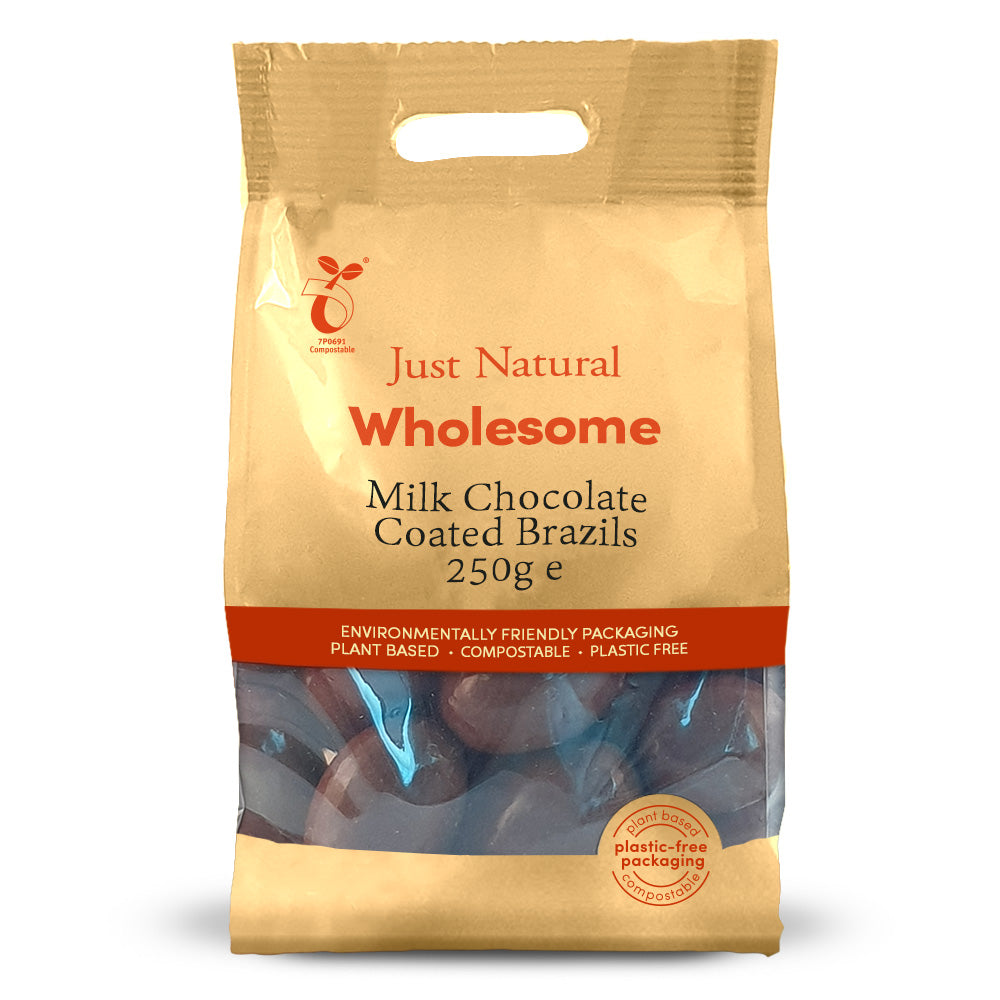 Milk Chocolate Coated Brazils 250g, Just Natural Wholesome