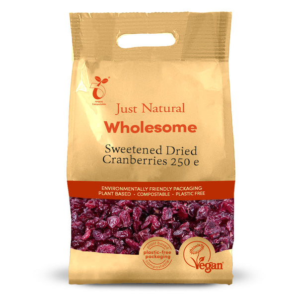 Sweetened Dried Cranberries 250g, Just Natural Wholesome