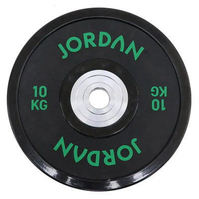 JORDAN 10kg Urethane Competition Plate - Black with Green text