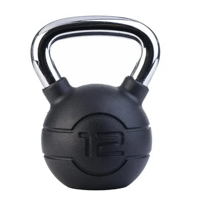 JORDAN 12kg Black rubber kettlebell with chrome handle (each)