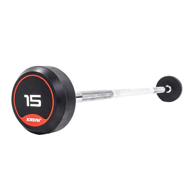 JORDAN 15kg  Rubber Barbell - Straight Bar - Red