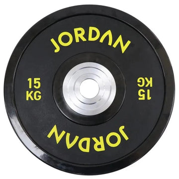Jordan 15kg Urethane Competition Plate - Zwart met gele tekst
