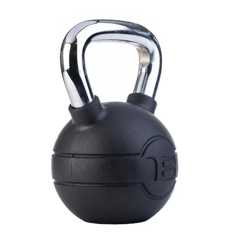 Jordan 18 kg czarny gumowy kettlebell z chromowanym uchwytem (każdy)