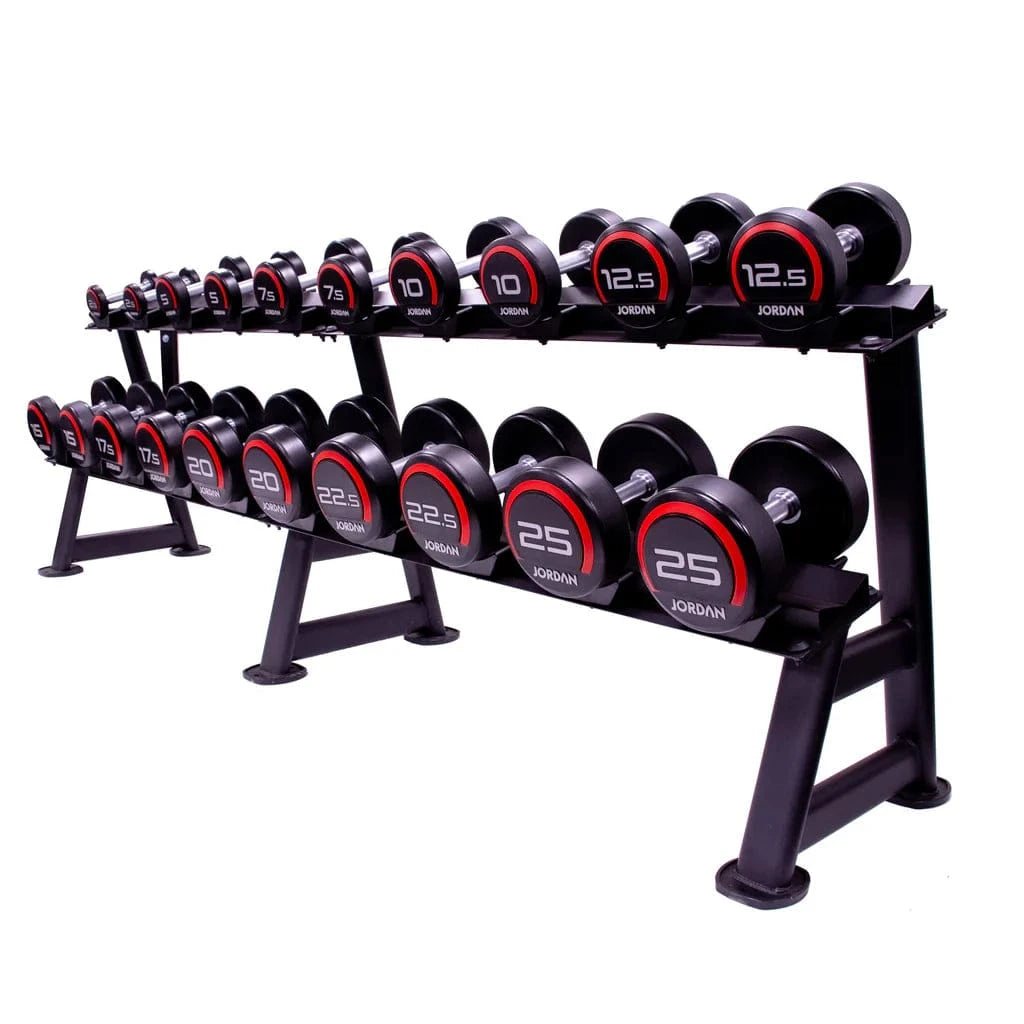 Jordan 2,5 kg -50 kg gumová činka sada - červená