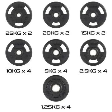 Jordan 200kg Rubber Tri Grip Olympische plaat set