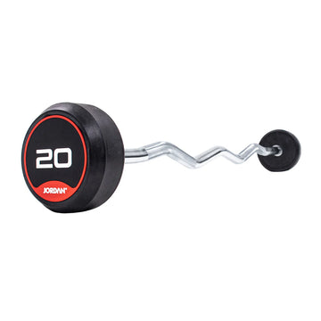 JORDAN 20kg  Rubber Barbell - Curl Bar - Red