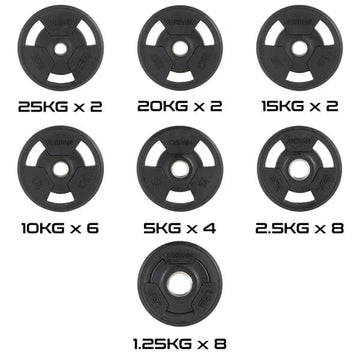 Jordan 300 kg Rubber Tri Grip Olympische plaat set