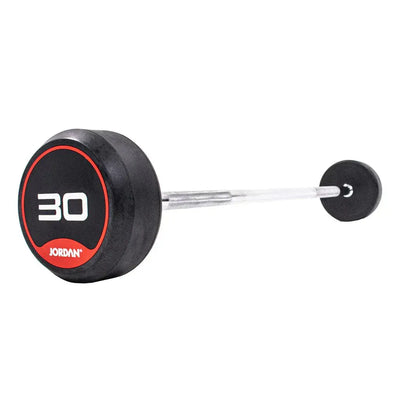 JORDAN 30kg  Rubber Barbell - Straight Bar - Red