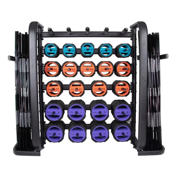 Jordan 30 X Ignite Pump X Urethane Studio Barbell Sets en Black Rack - Color Coded