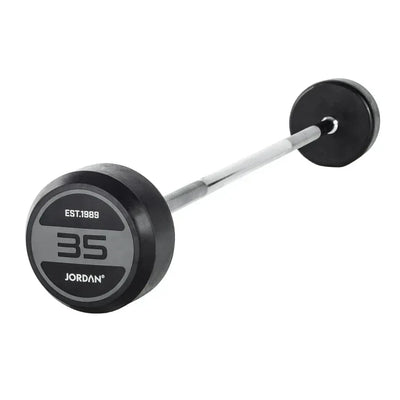 JORDAN 35kg Rubber Barbell - Straight Bar - Grey