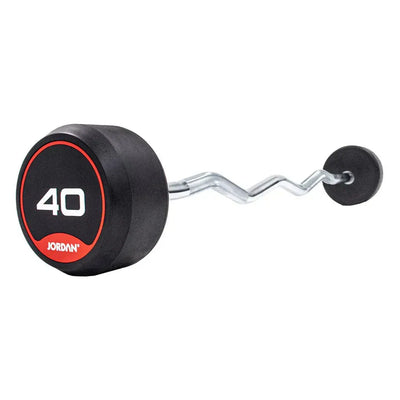 JORDAN 40kg  Rubber Barbell - Curl Bar - Red