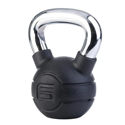 JORDAN 6kg Black rubber kettlebell with chrome handle (each)