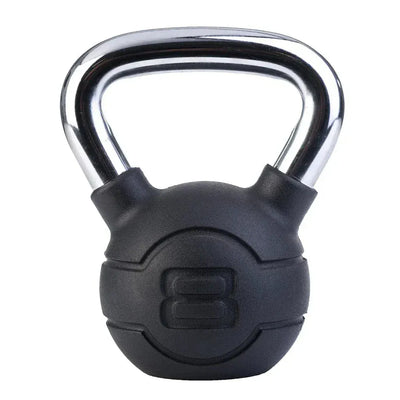 JORDAN 8kg Black rubber kettlebell with chrome handle (each)