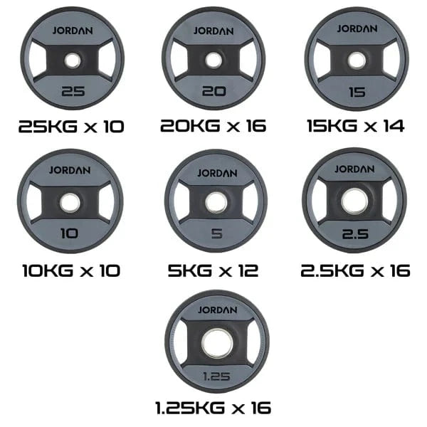 Jordan Custom 1000kg Urethane Dual Grip Olympische plaat set