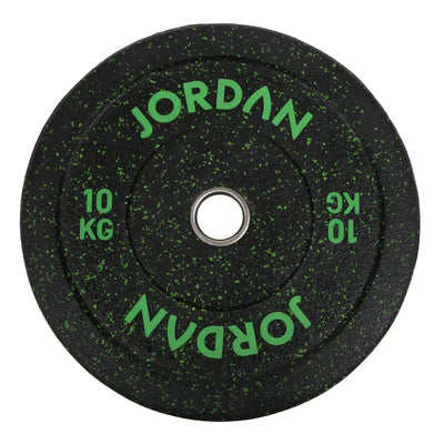 JORDAN HG Fleck Coloured Rubber Bumper Plate 10kg - Green