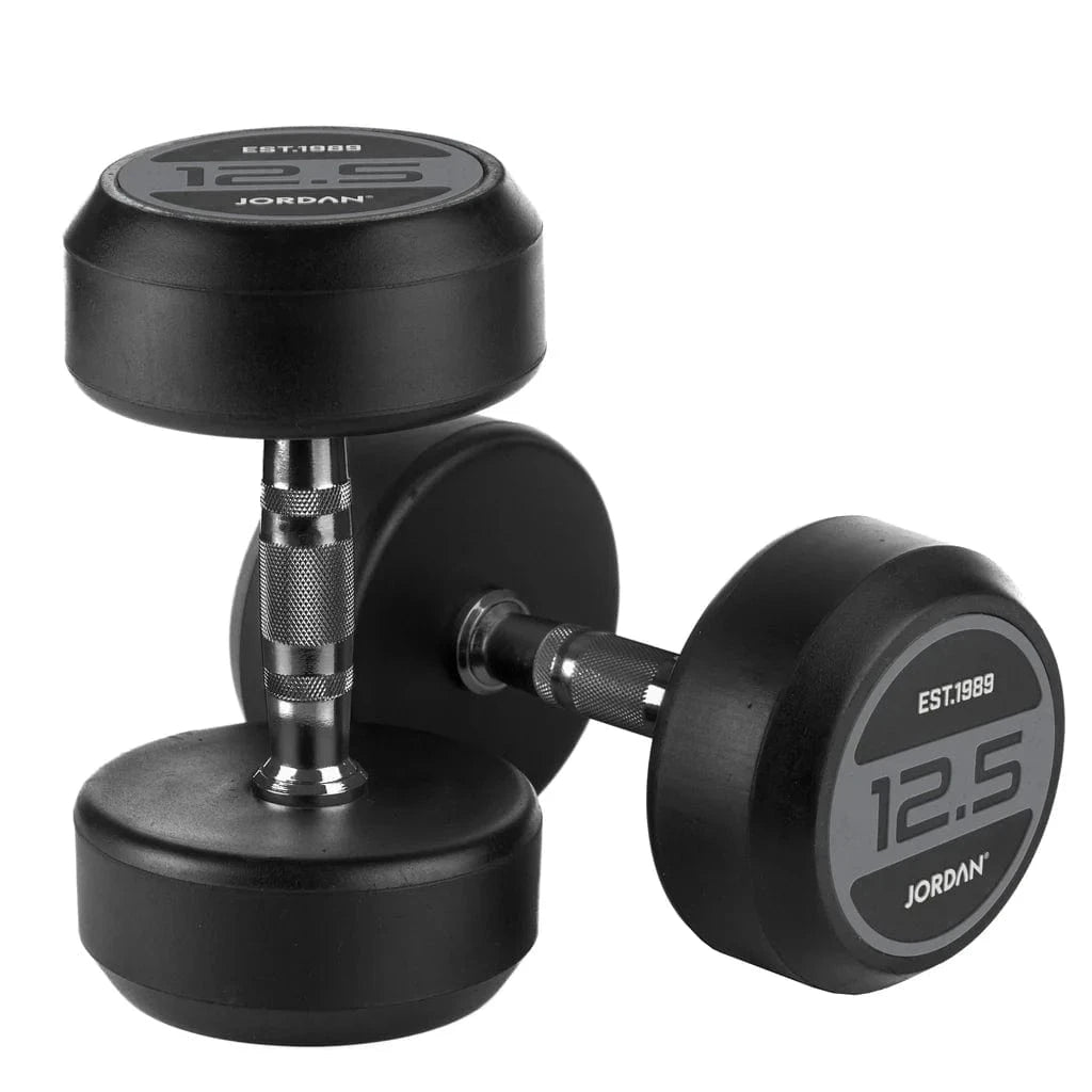 JORDAN 2kg-20kg Rubber Dumbbell Set - Grey