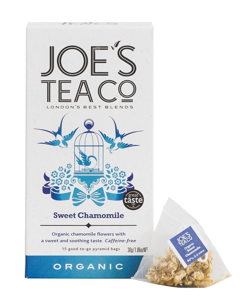 Sweet Chamomile - 15 biodegradable pyramid bags, Joes Tea Company