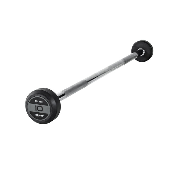 JORDAN 10kg Rubber Barbell - Straight Bar - Grey - Welzo