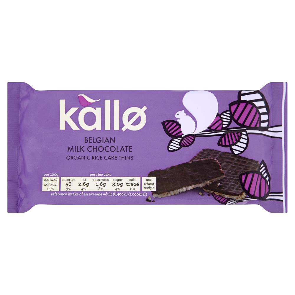 Organic Thin Slice Milk Chocolate Rice Cakes 90g, Kallo