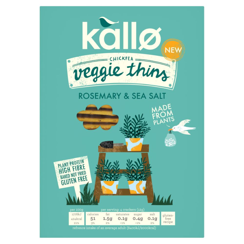 Kallo Rosemary and Sea Salt Veggie Thins 100g, Kallo