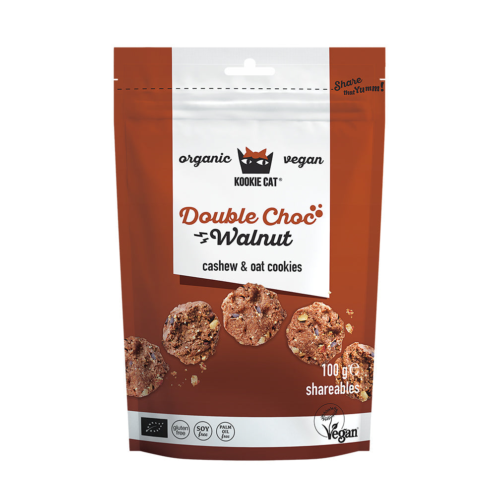 Double Choc Walnut Cashew and Oat Cookies 100g, Kookie Cat