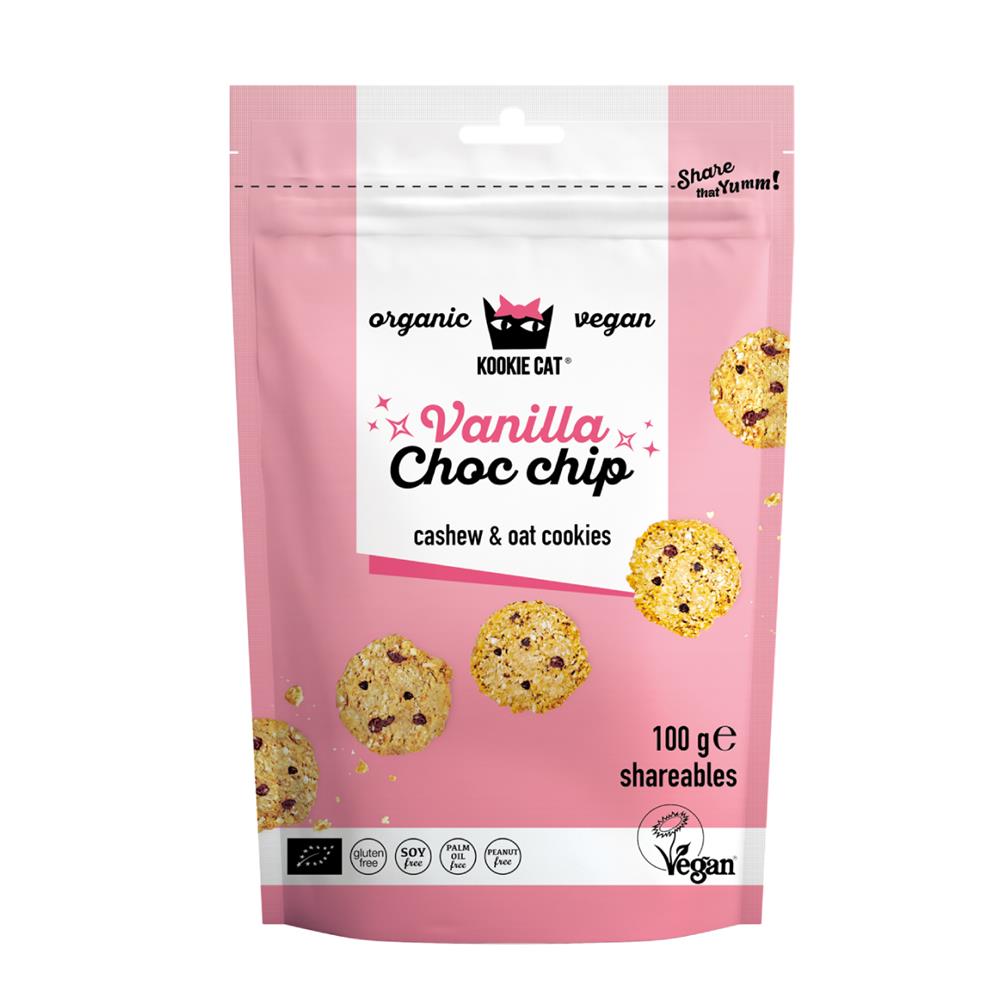 Vanilla Choc Chip Mini Cookies 100g, Kookie Cat