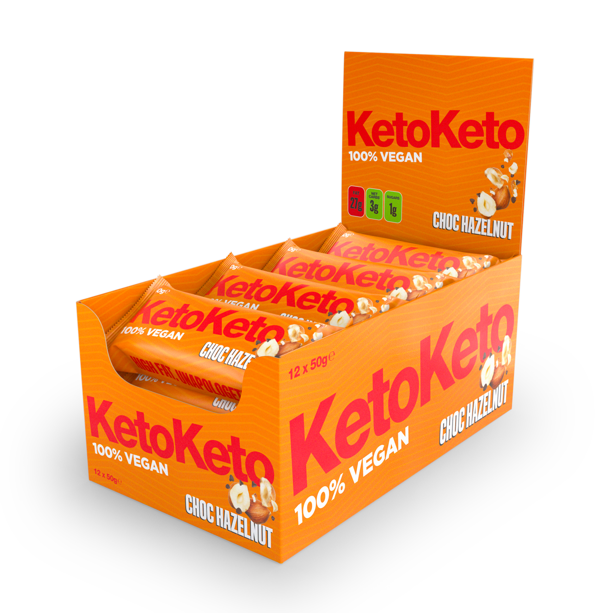 KetoKeto Bar 12x50g Choc Hazelnut