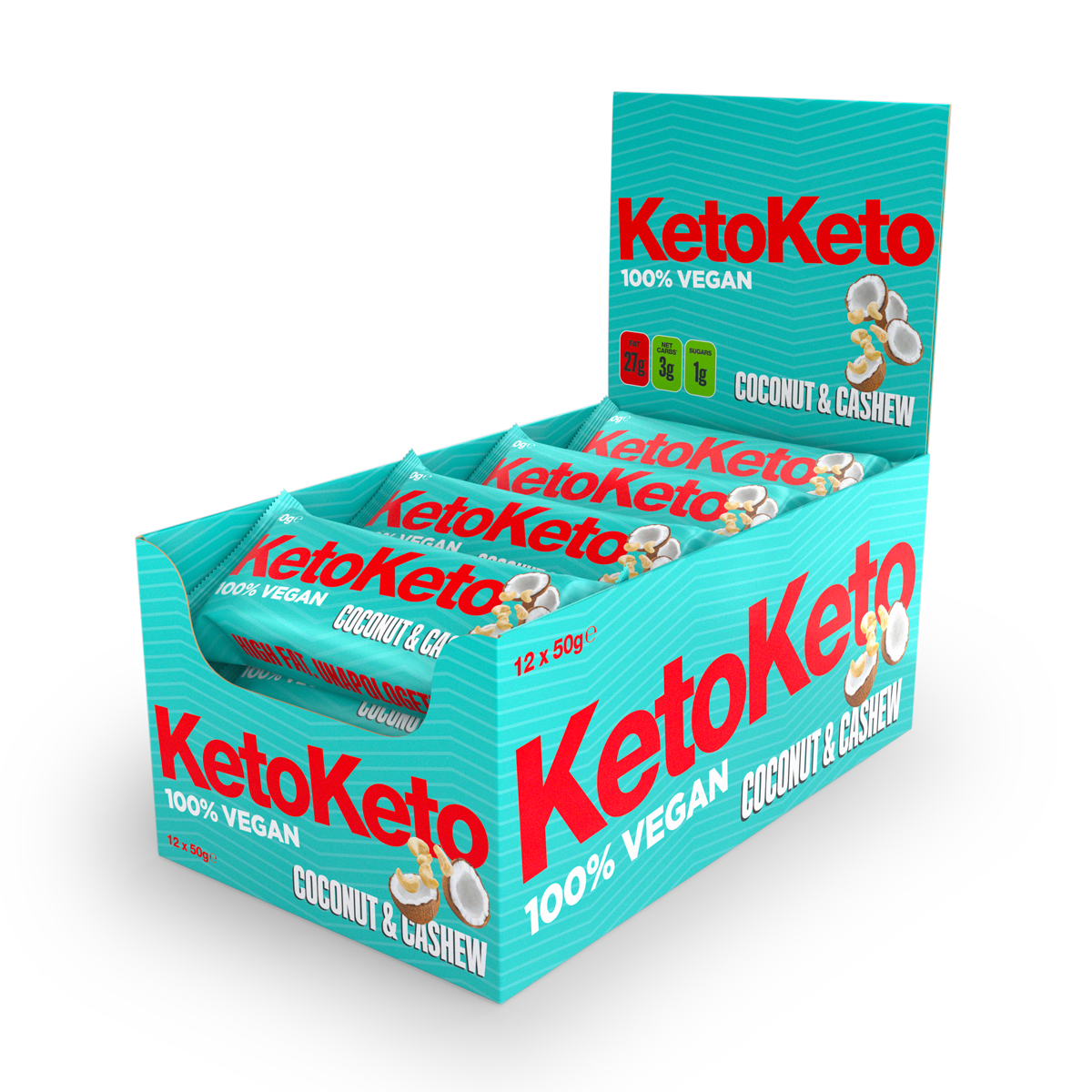 KetoKeto Bar 12x50g Coconut Cashew