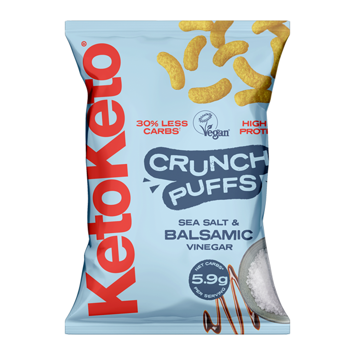 KetoKeto Crunch Puffs 10x80g Sea Salt and Balsamic Vinegar