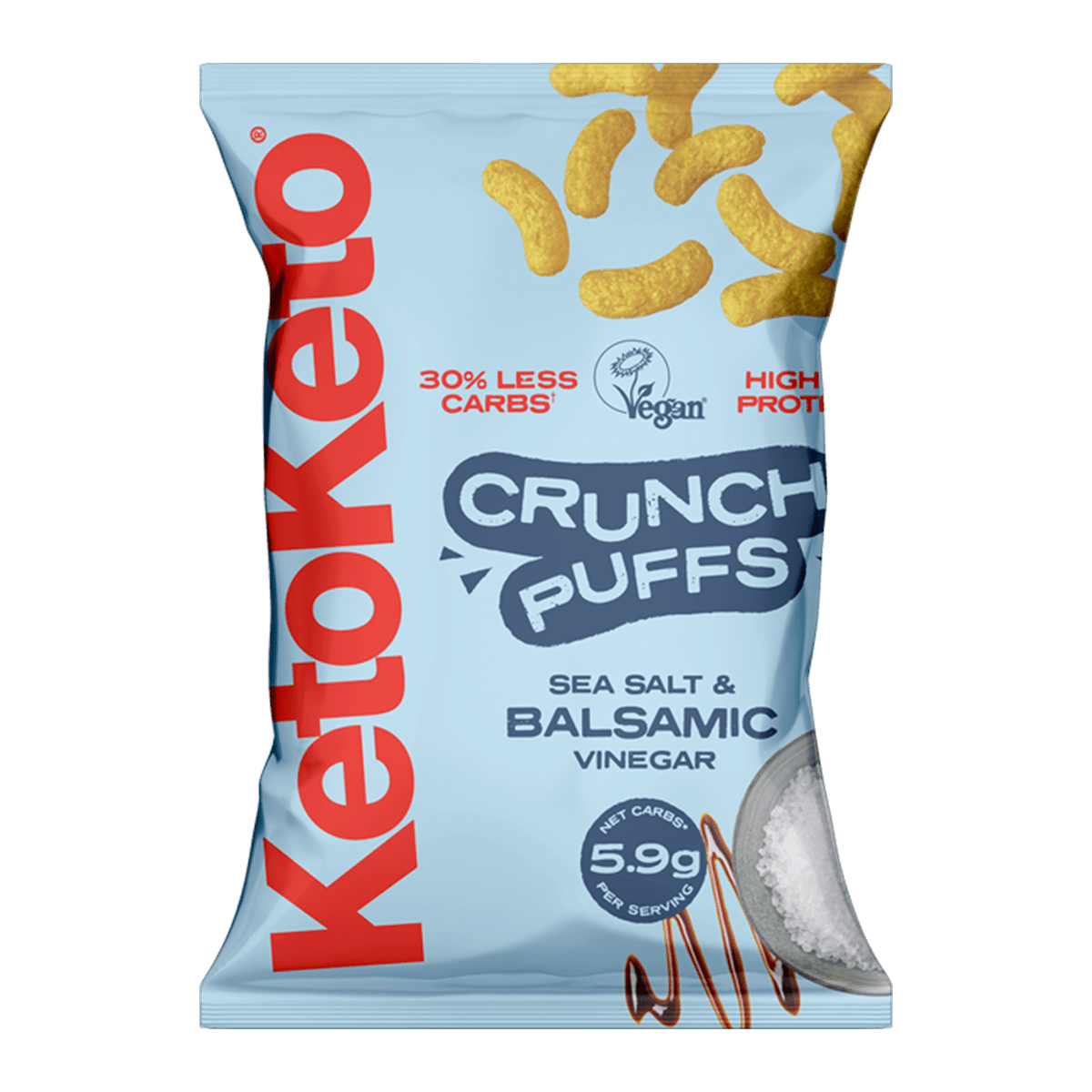 KetoKeto Crunch Puffs 10x80g Sea Salt and Balsamic Vinegar