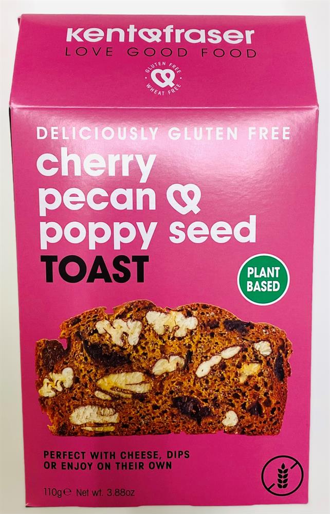 Gluten-Free Vegan Cherry Pecan Poppy Seed Toast 110g, Kent and Fraser