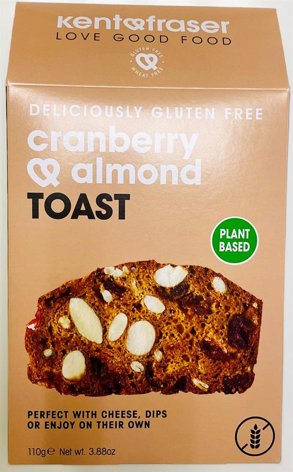 Gluten-Free Vegan Cranberry Almond Toast 110g, Kent and Fraser