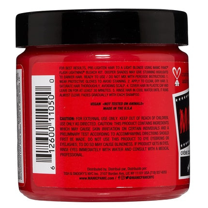 MANIC PANIC Red Passion Hair Dye Classic High Voltage Semi Permanent Hair Color Glows in Blacklight Medium Strawberry Red With Pink Tint Vegan PPD & Ammonia Free For Coloring Hair