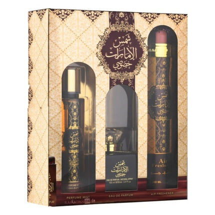 Shams Al Emarat Khususi Gift Set 100ml Eau de Parfum Room Spray Body Spray