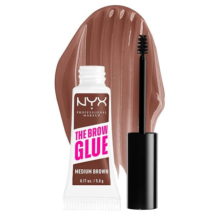 NYX Professional Makeup The Brow Glue Extreme Hold Tinted Eyebrow Gel Medium Brown 0.17 Fl Oz