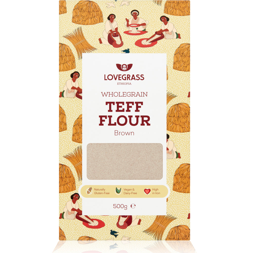 Wholegrain Brown Teff Flour 500g, Lovegrass Ethiopia