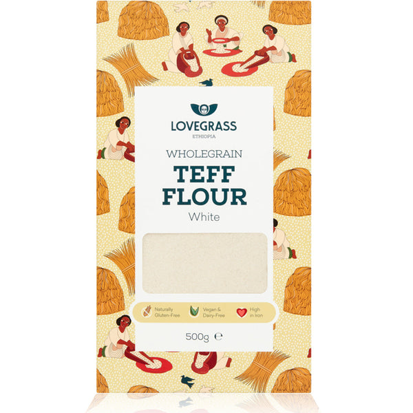 Wholegrain White Teff Flour 500g, Lovegrass Ethiopia