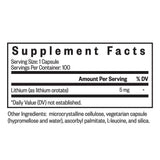 Lithium Orotate - 5 mg - 100 veg caps - Seeking Health