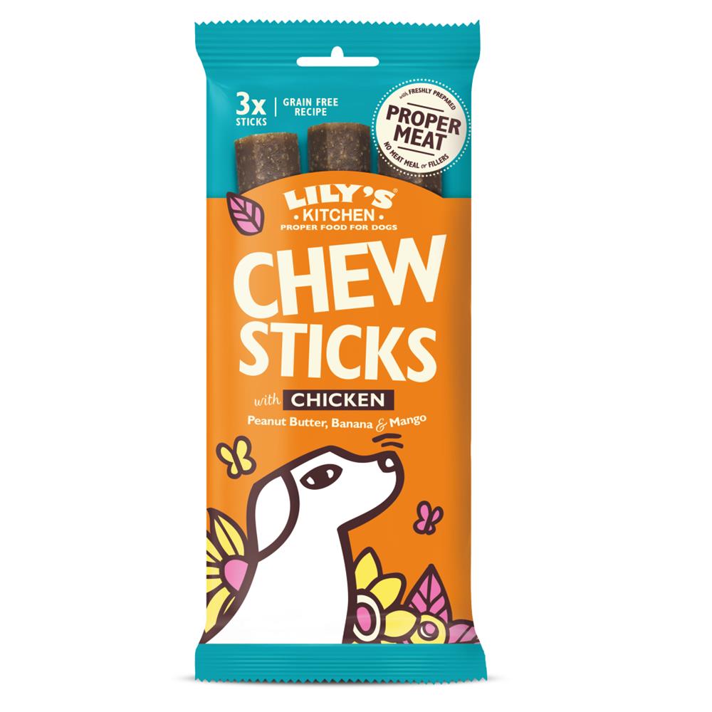 Dog Chew Sticks With Chicken Peanut Butter Banana & Mango 120g, Lilys Kitchen