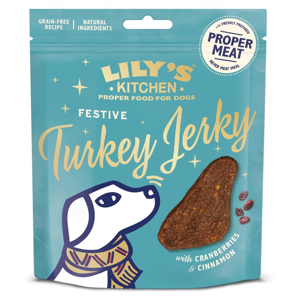 Festive Turkey Jerky Treats for Dogs 70g, Lilys Kitchen