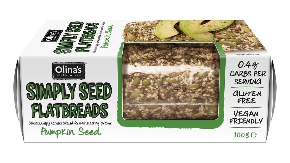 Gluten Free Pumpkin Seeds Flatbreads 100g, Olinas Bakehouse